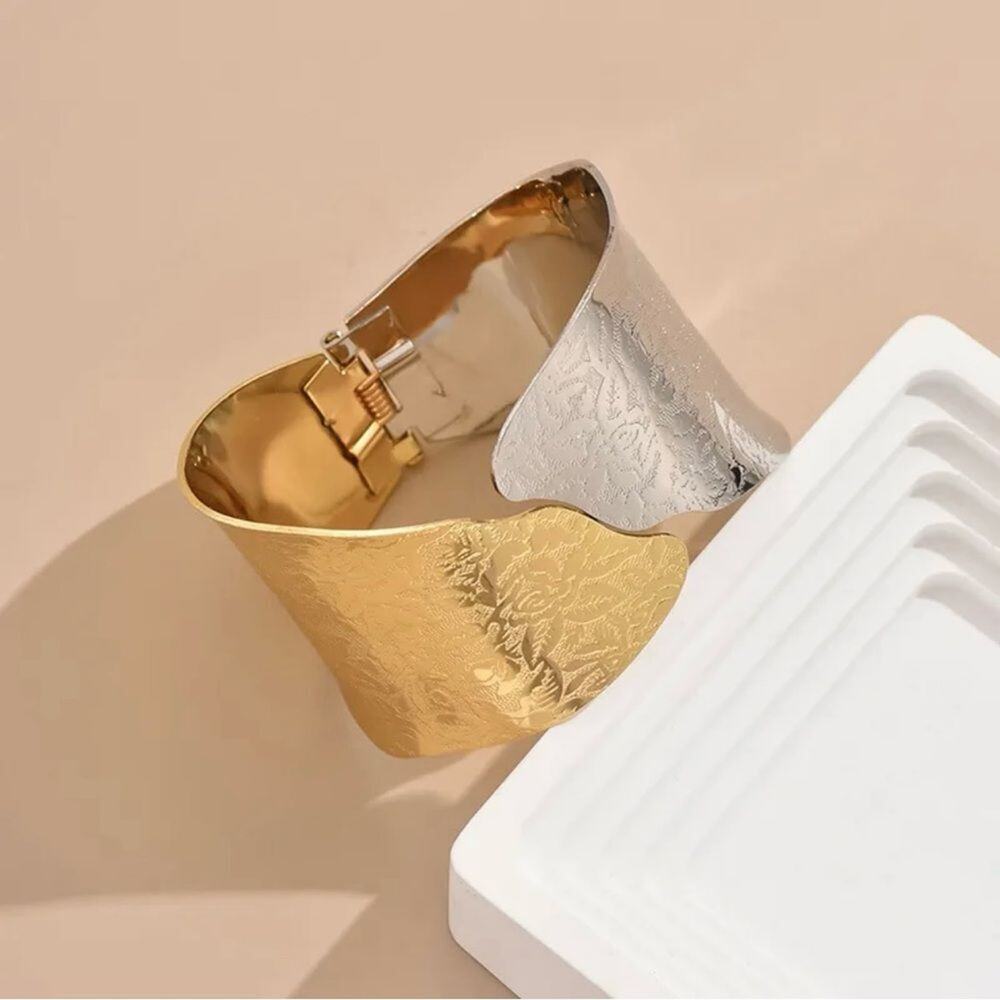 Silver and Gold Cuff Bracelet - Picture 4 of 6
